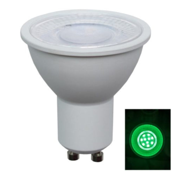 LED Globe GU10 240V 5W White Plastic Green - GU10G01A