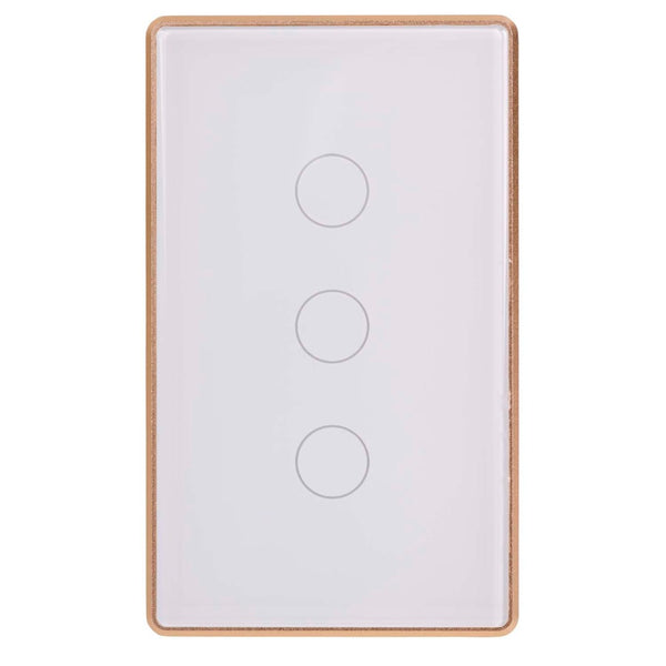 Wifi 3 Gang Wall Switch White With Gold Trim- HV9120-3
