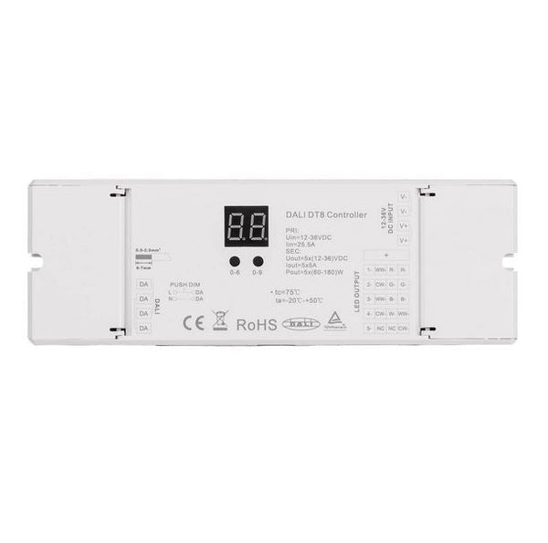 LED Strip Light RGBCW / RGBW Controller 12V White Plastic - HV9107-2309P-5C
