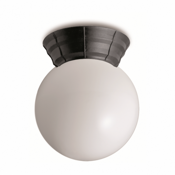 Outdoor Close To Ceiling Light White / Black Plastic - F1305