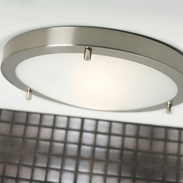 Ancona Round Oyster 2 Lights Brushed Steel Metal - 25316132