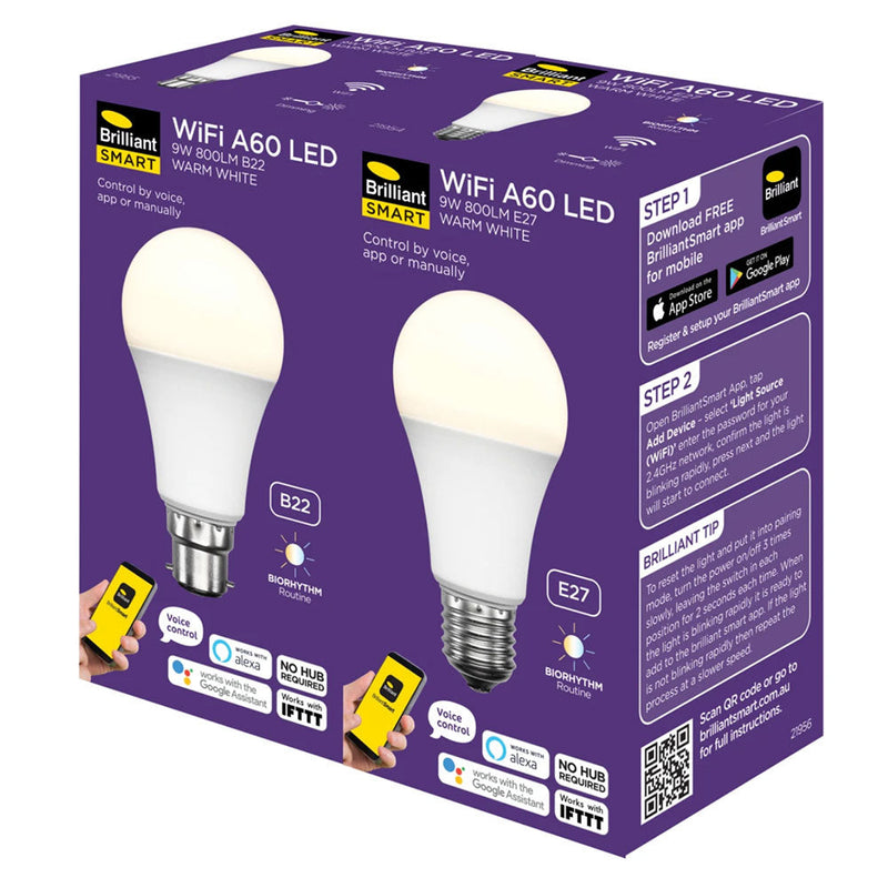 Smart LED A60 Globe ES White Polycarbonate 9W 2 CCT - 21956