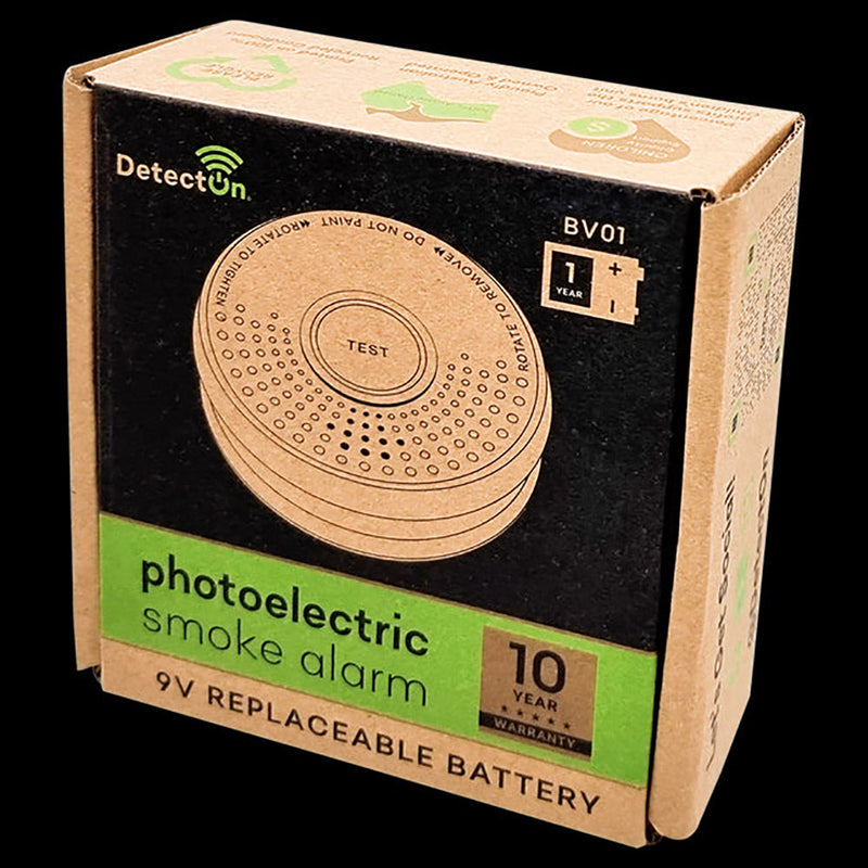 Photoelectric Smoke Alarm Battery 9V White Plastic - BV01