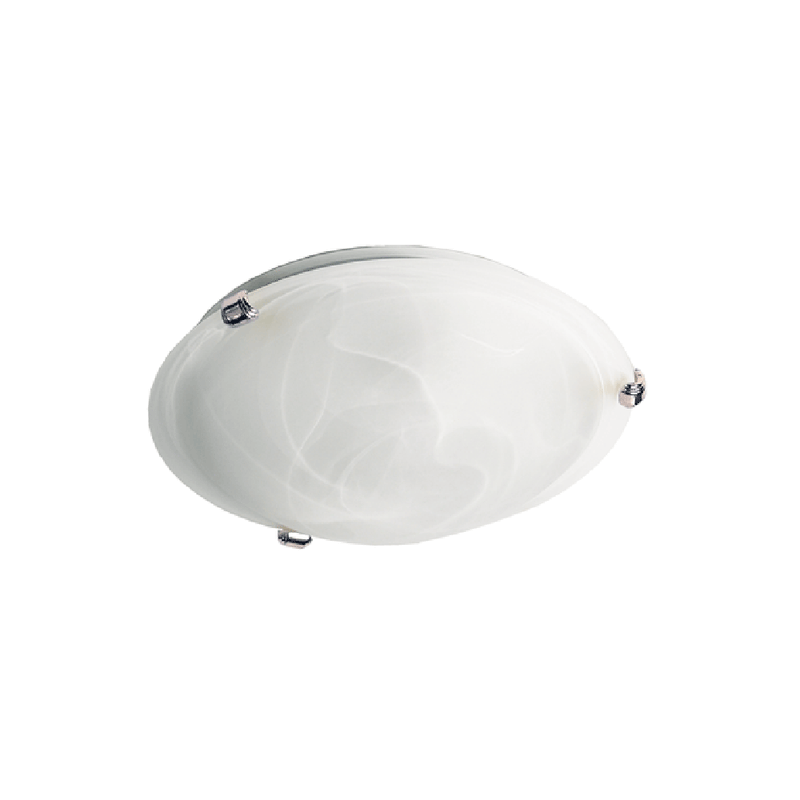 Alabaster Oyster Light W300mm White / Satin Chrome - CLS8508-SC