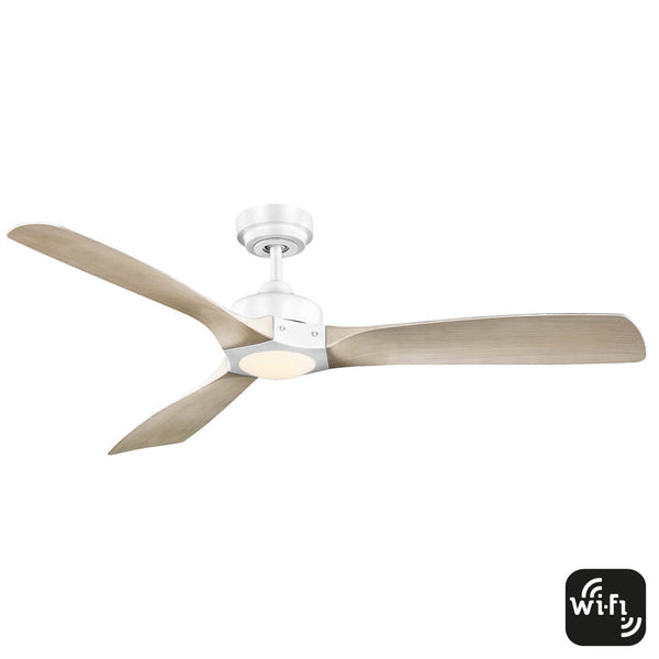 Minota Smart DC Ceiling Fan 52" White & Light Timber With LED Light - FC628133GWH