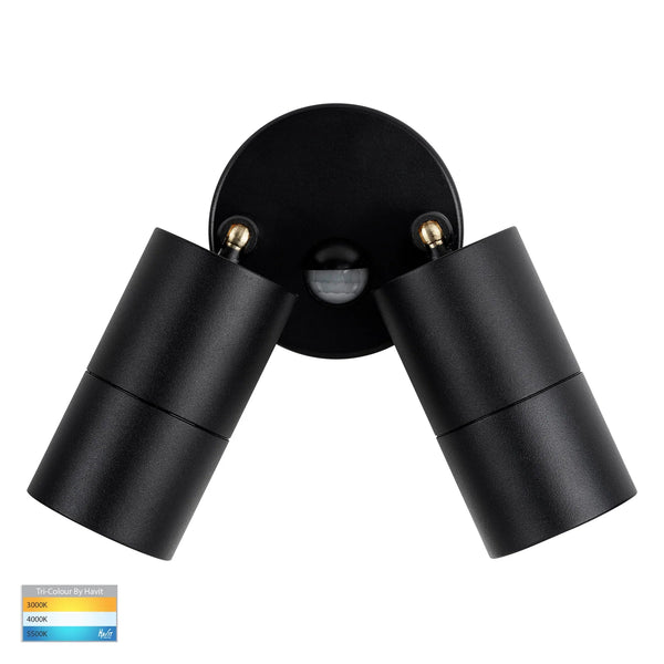 Tivah Black TRI Colour Double Adjustable Spot Lights with Sensor- HV1326T-PIR