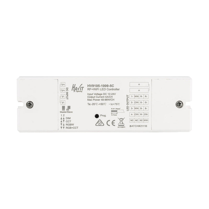 Smart LED Strip Light Controller W46.5mm 12V / 24V White - HV9105-1009-5C