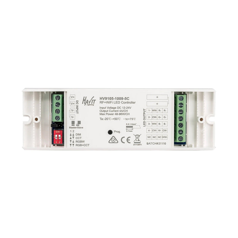 Smart LED Strip Light Controller W46.5mm 12V / 24V White - HV9105-1009-5C