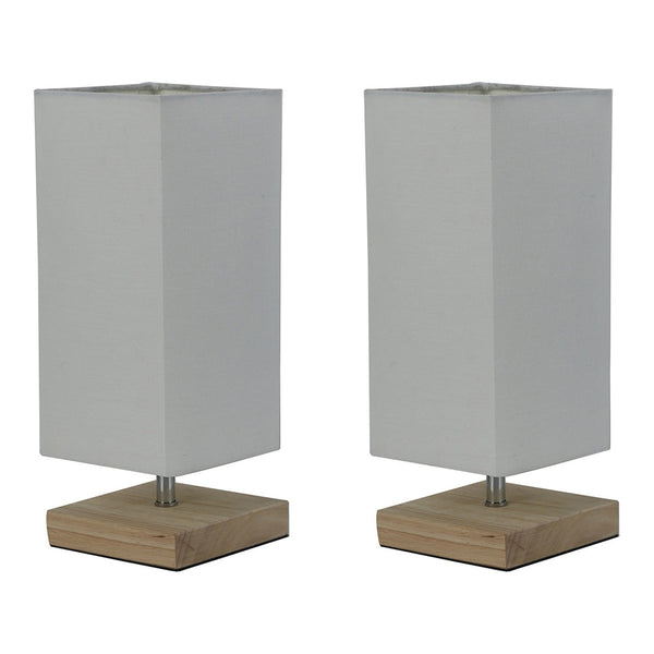 Mano Square Set of 2 Table Lamp White Fabric - LL-27-0233
