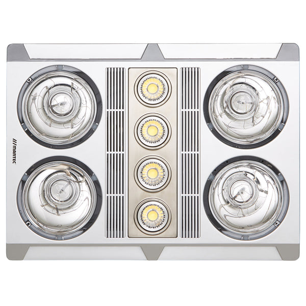 Profile Plus 4 Heat 3 in 1 Bathroom Heater Exhaust Fan with LED Lights Silver - MBHP4LS