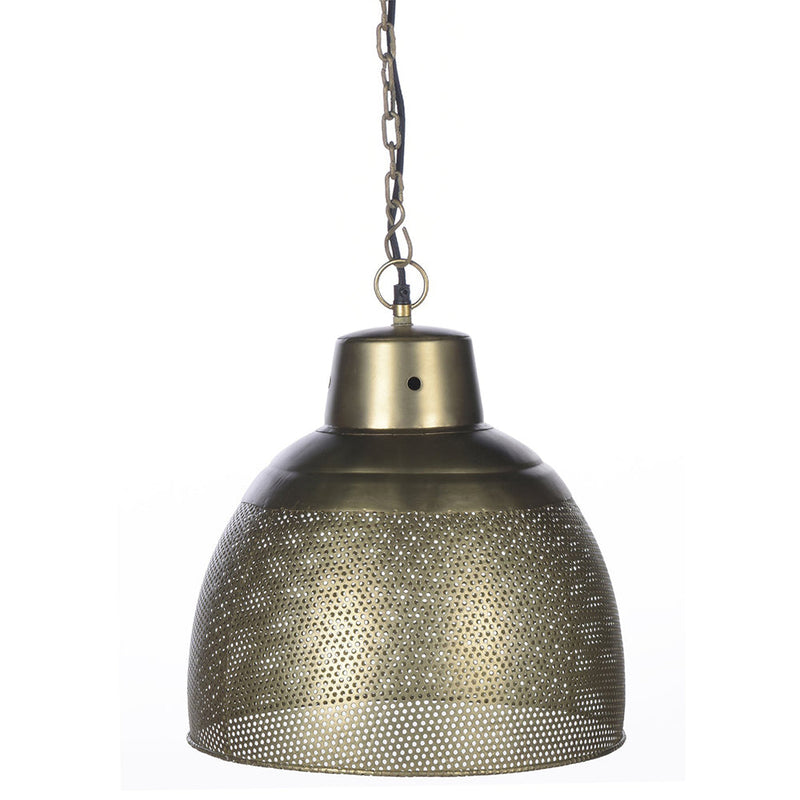 Riva 1 Light Perforated Iron Dome Small Pendant Antique Brass - ZAF10259