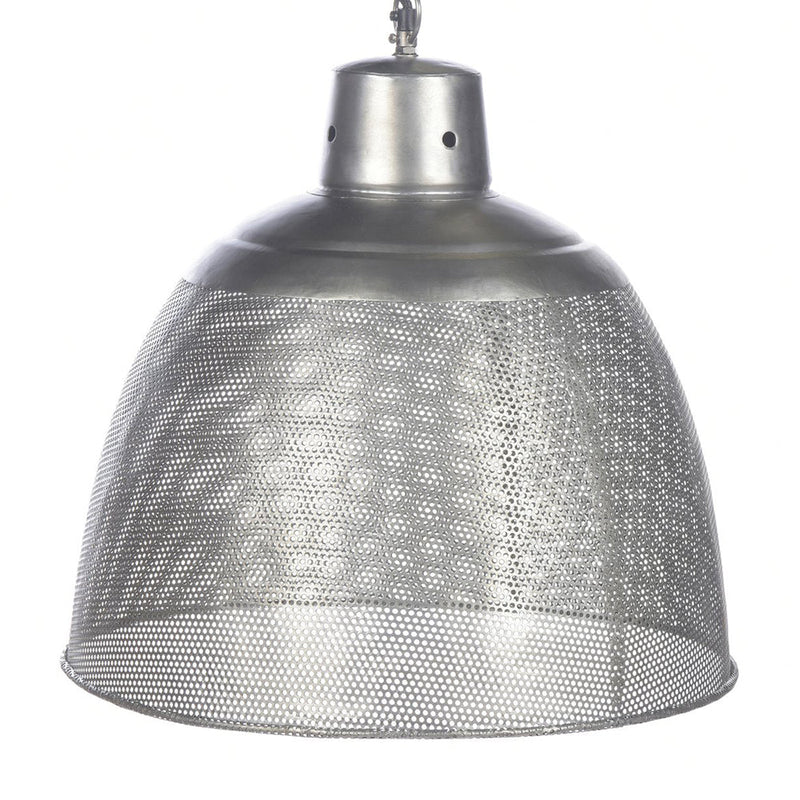 Riva 1 Light Perforated Iron Dome Medium Pendant Zinc - ZAF10328