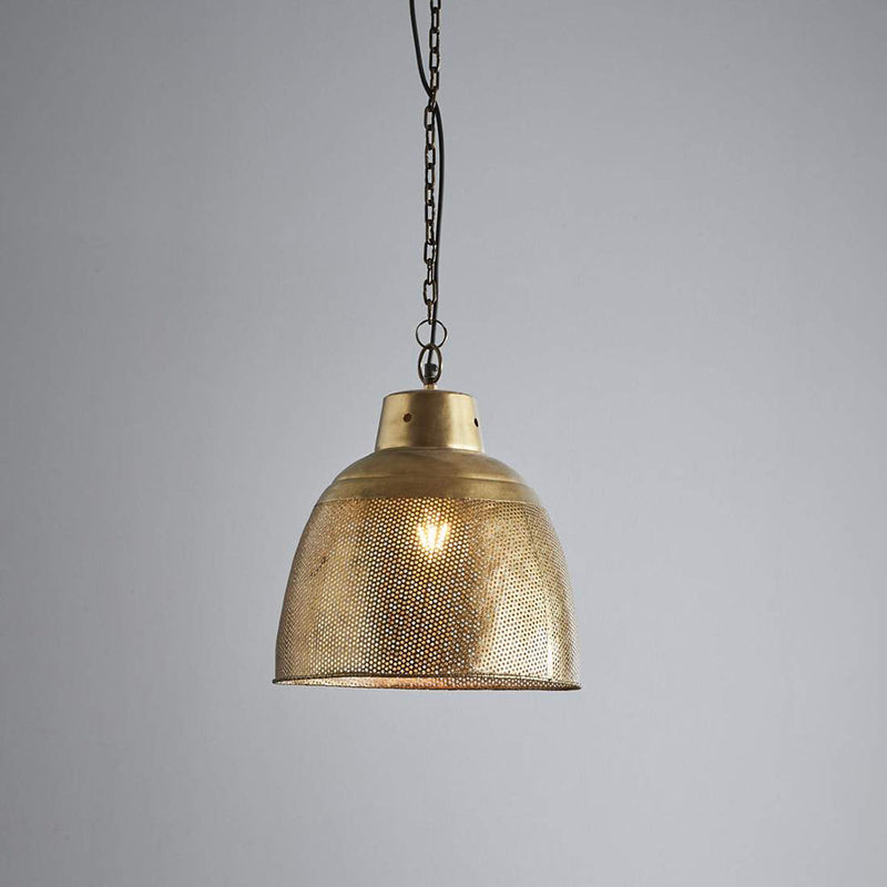 Riva 1 Light Perforated Iron Dome Small Pendant Antique Brass - ZAF10259