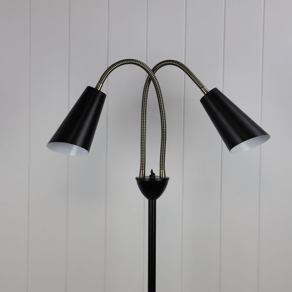 Walt 2 Light Floor Lamp Black & Antique Brass - SL98812AB