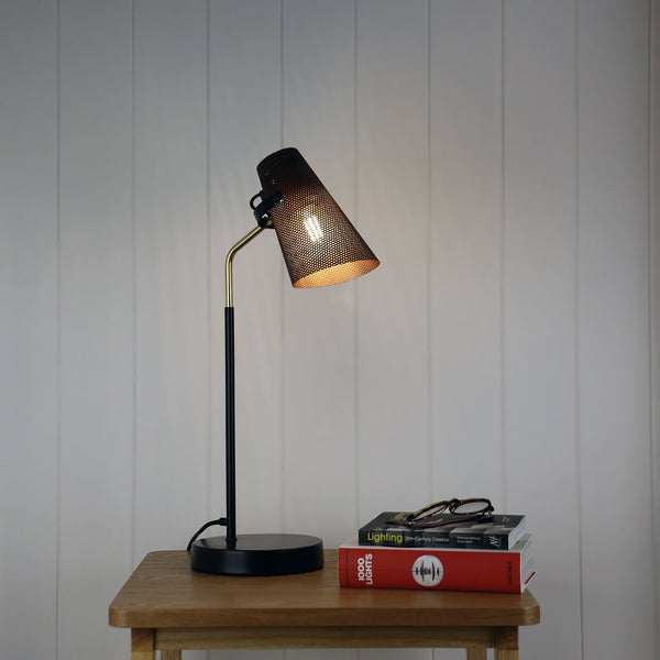 Perfo 1 Light Desk Lamp Black & Brass - SL98831AB