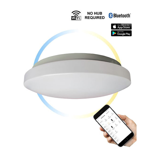 Smart LED Dimmable 18W Round Tri-CCT Oyster Light - SMTOYS1