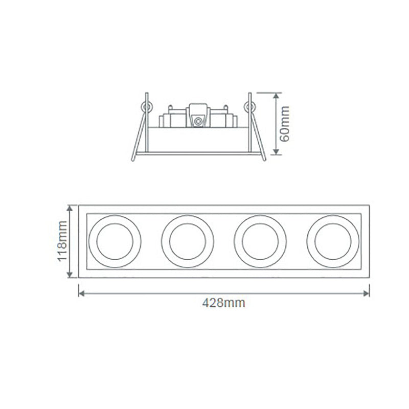 Slotter Rectangle Downlight Frame L428mm White Aluminium - 70008