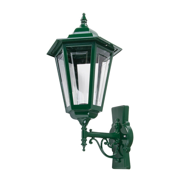 Turin Outdoor Wall Lantern Up Bracket H510mm Green Aluminium - 15485
