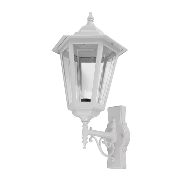 Turin Outdoor Wall Lantern Up Bracket H510mm White Aluminium - 15487