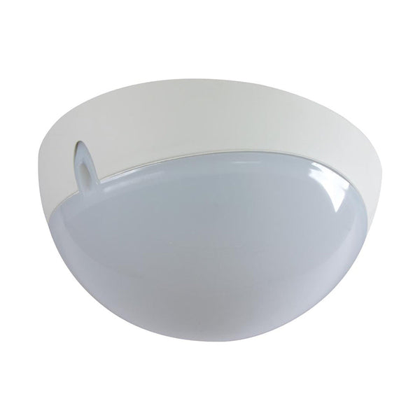 Polydome Outdoor Close To Ceiling Light W250mm White Polycarbonate - 18643