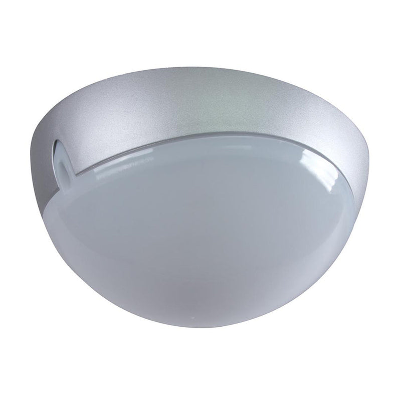 Polydome Outdoor Close To Ceiling Light W250mm Silver Polycarbonate - 18647