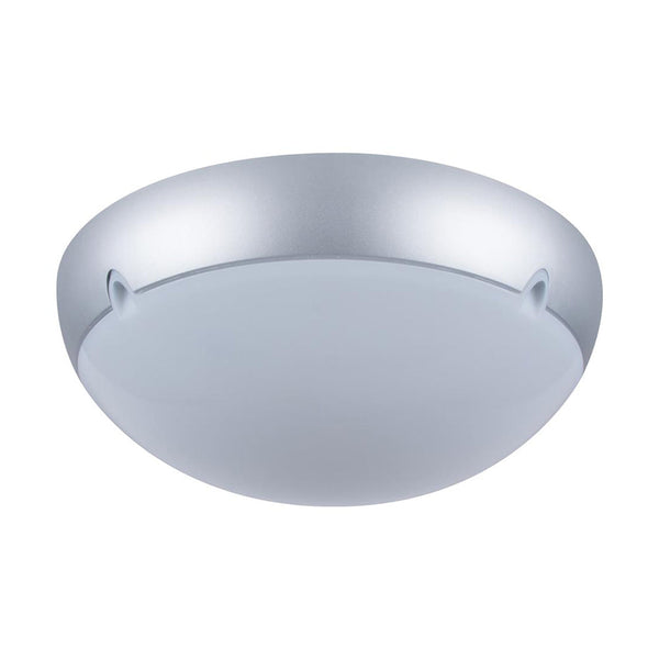 Polydome Outdoor Close To Ceiling 2 Lights W425mm Silver Polycarbonate - 18653