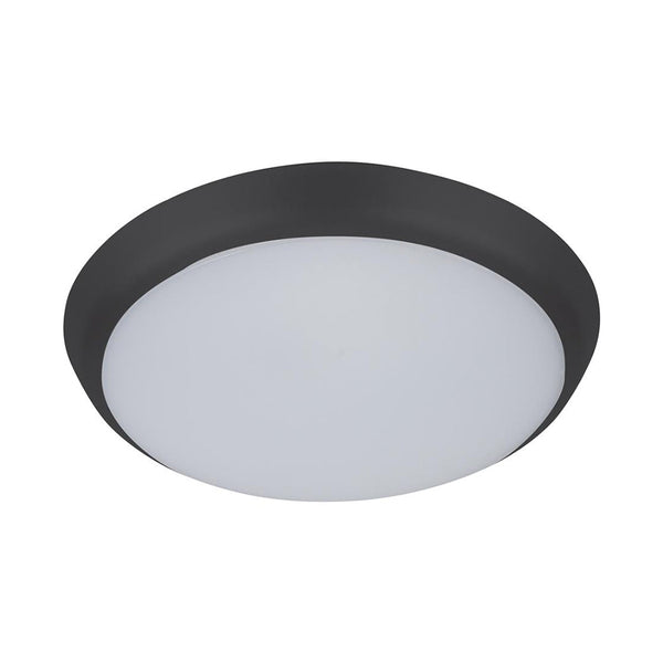 Solar Round LED Oyster Light W200mm Black Polycarbonate 3CCT - 20939