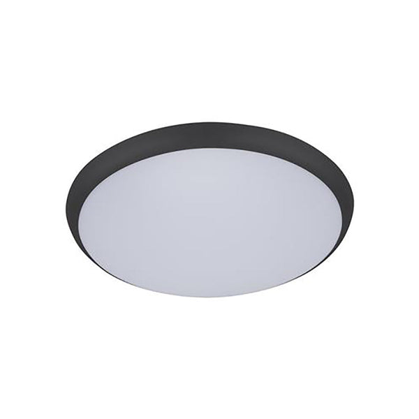 Solar Round LED Oyster Light W400mm Black Polycarbonate 3CCT - 20943